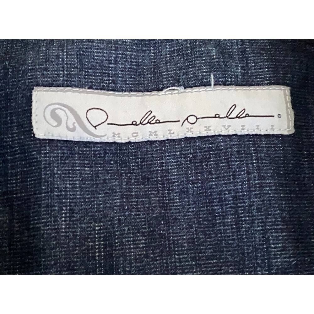 Vtg PELLE PELLE Denim Shirt Jacket Men's 4XL Dark Wash Fade Button Leather Trim - Picture 4 of 13